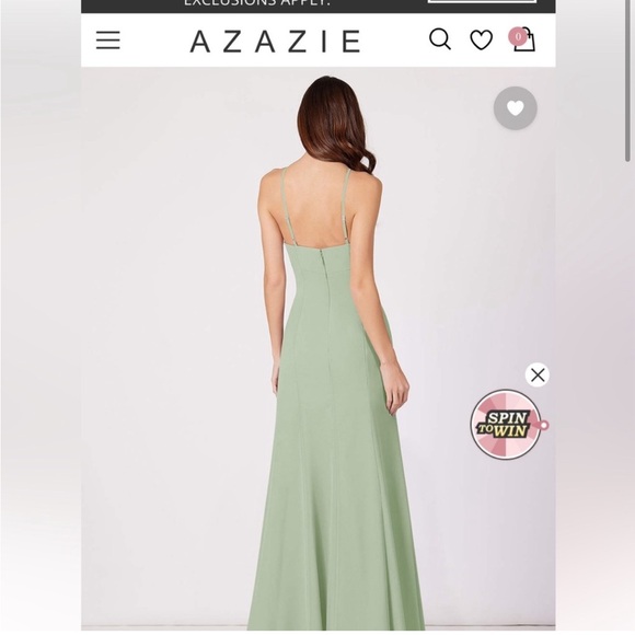 Azazie Bridesmaid Dress - Dusty Sage, Size 10 - Picture 2 of 3